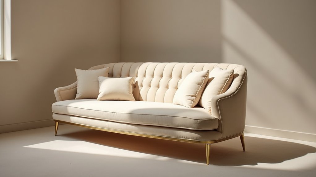 elegant ecru velvet sofa