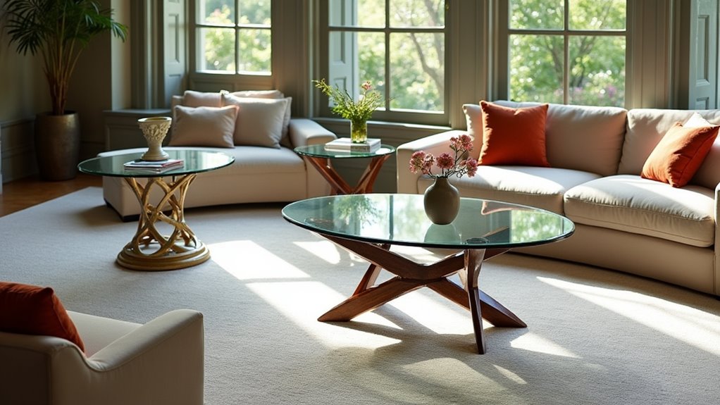 elegant oval glass tables
