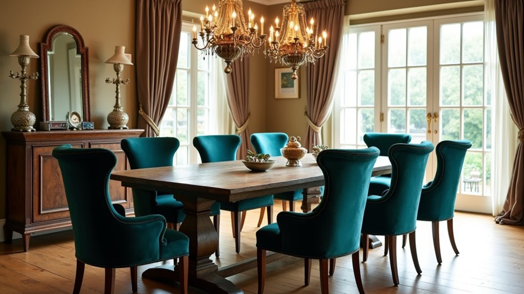 elegant teal velvet chairs