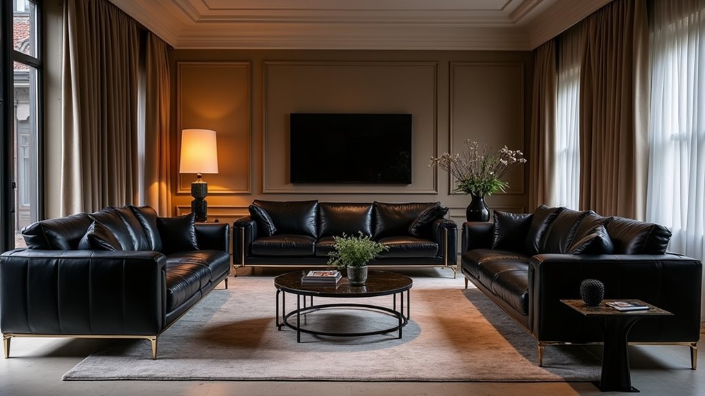 luxury black leather sofas