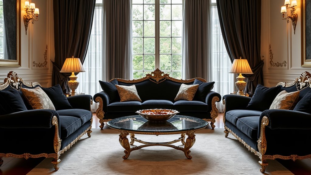 luxury black sofa sets