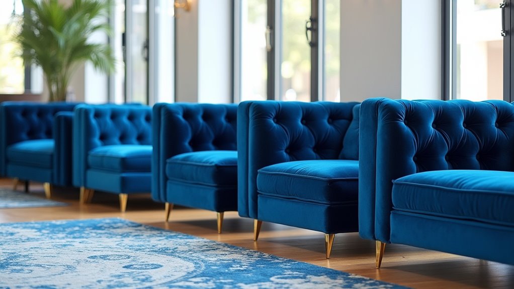luxury blue velvet sofas