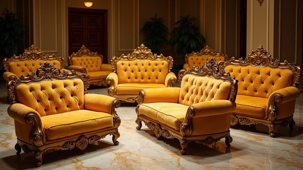 luxury golden sofa sets