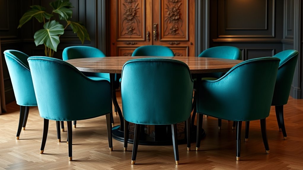 teal velvet dining chairs