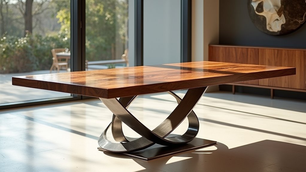 modern industrial walnut tables