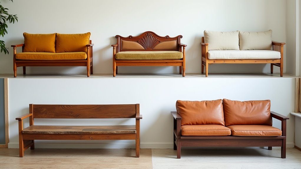 variety of wooden sofas