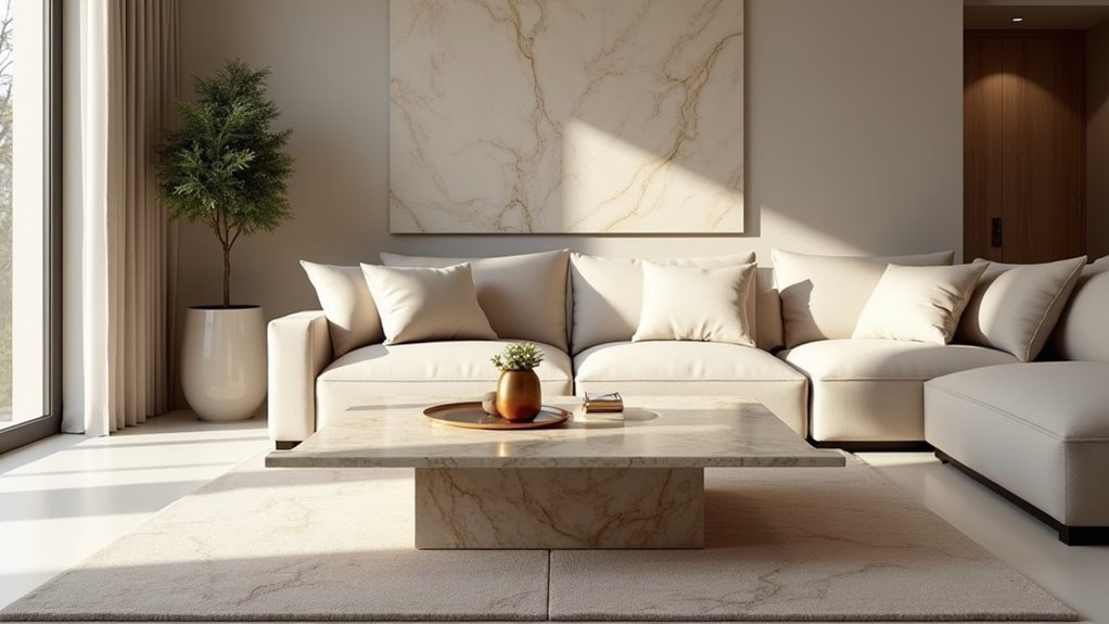 architectural travertine coffee table
