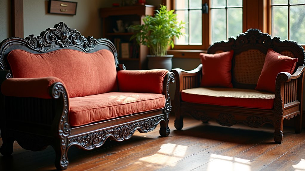 artisan carved wooden sofas