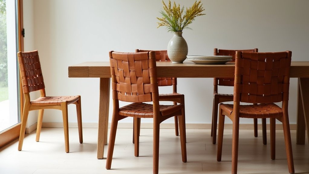 artisan crafted leather dining chair