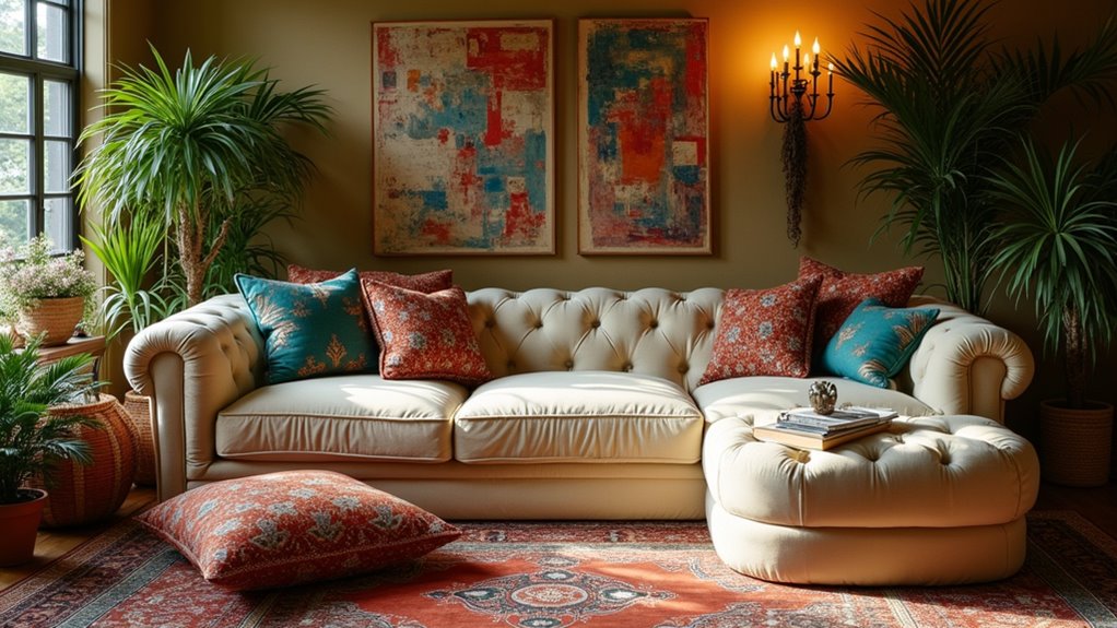bohemian velvet sofa elegance