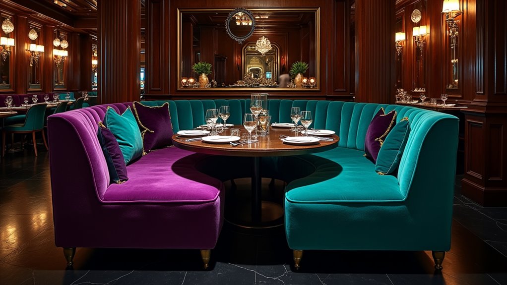 bold sofas enhance dining experience