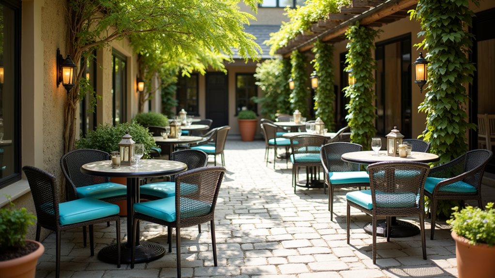 charming outdoor bistro tables