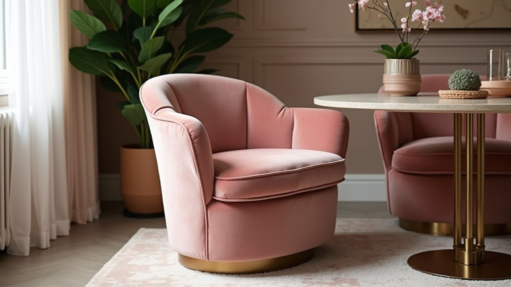 chic pink swivel dining chair