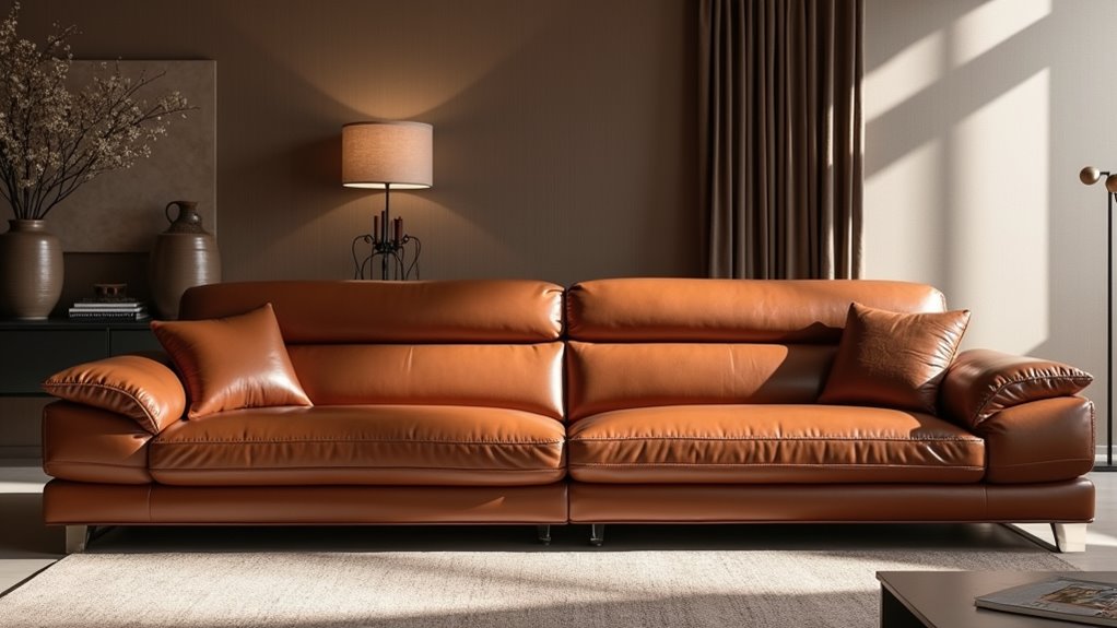 cognac leather reclining sofa