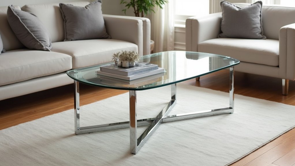 contemporary clear glass coffee table