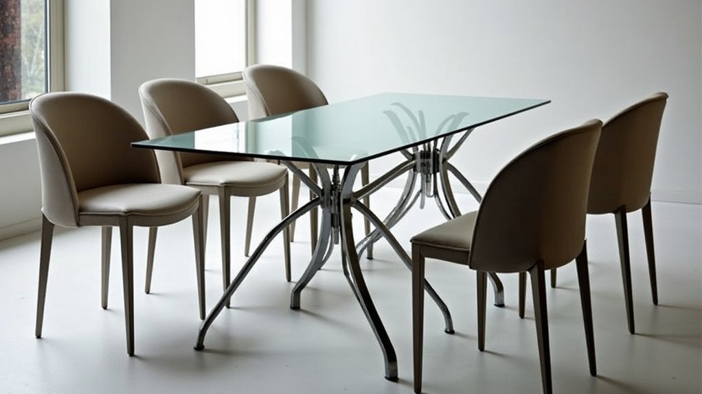 contemporary glass top dining table