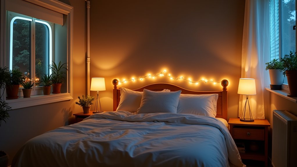 cozy string lights room