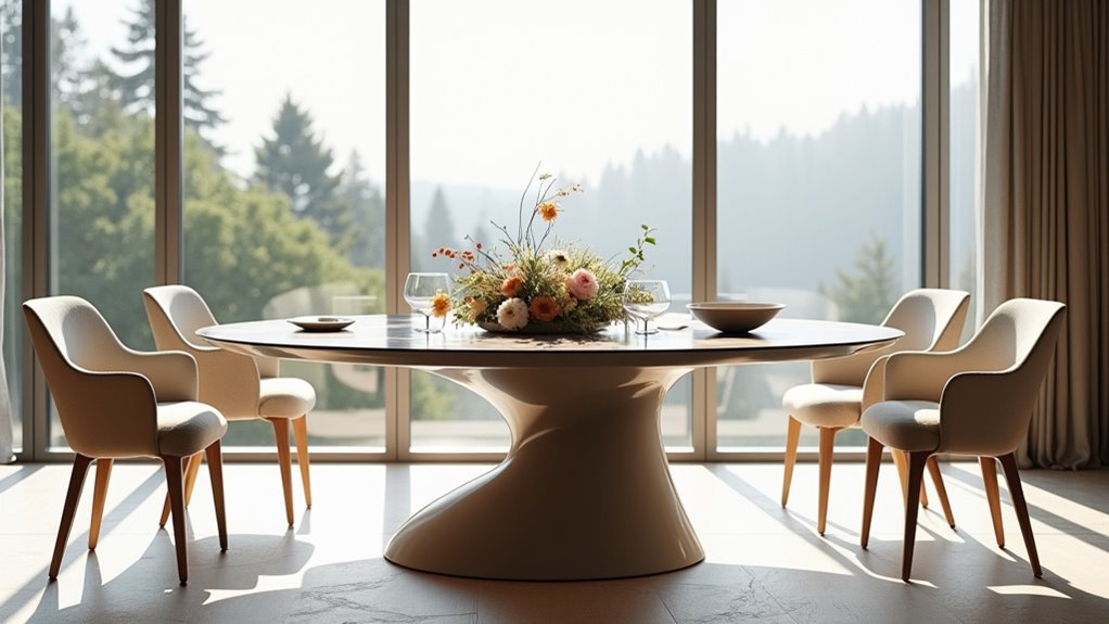 curved furniture for cozy dining