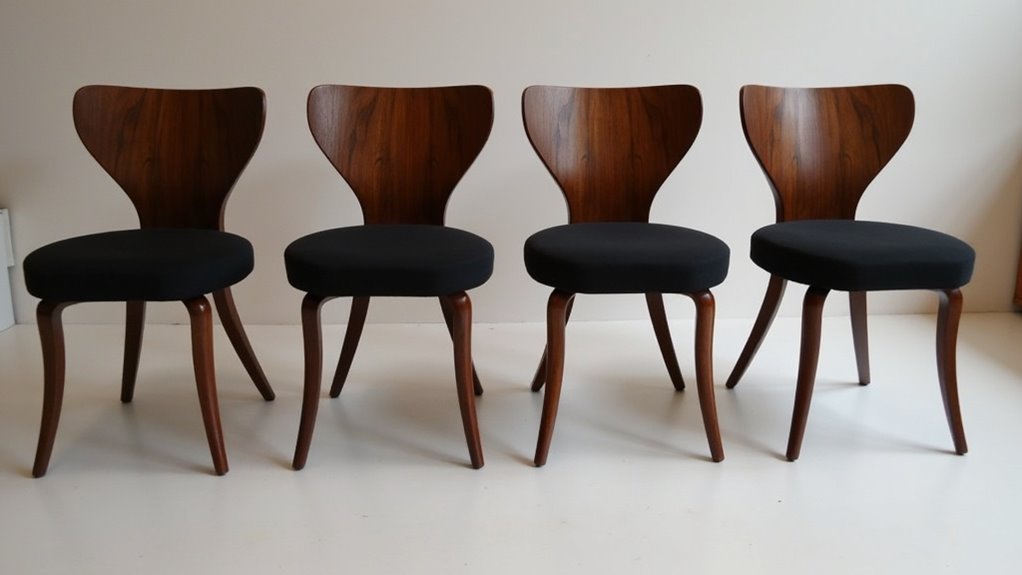 curved walnut dining chairs