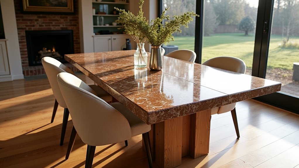 distinctive brown marble tables