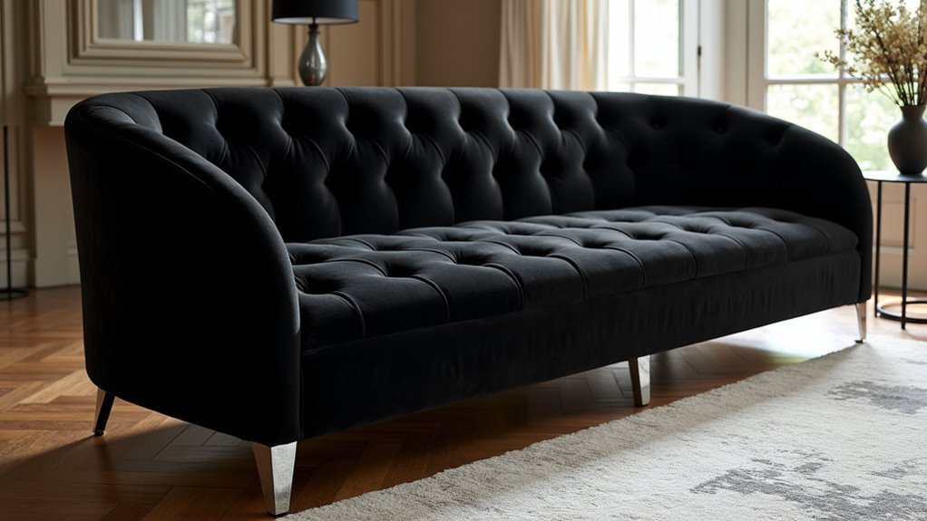 elegant black velvet sofa