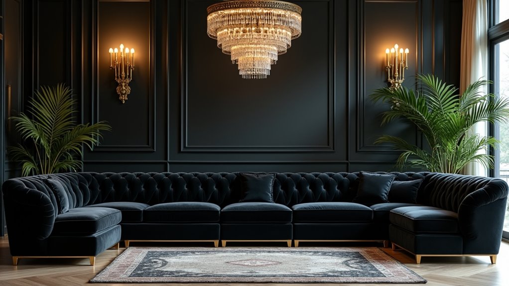 elegant black velvet sofas
