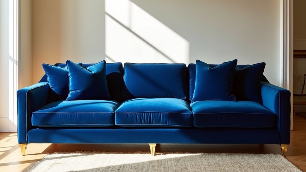 elegant blue velvet sofas