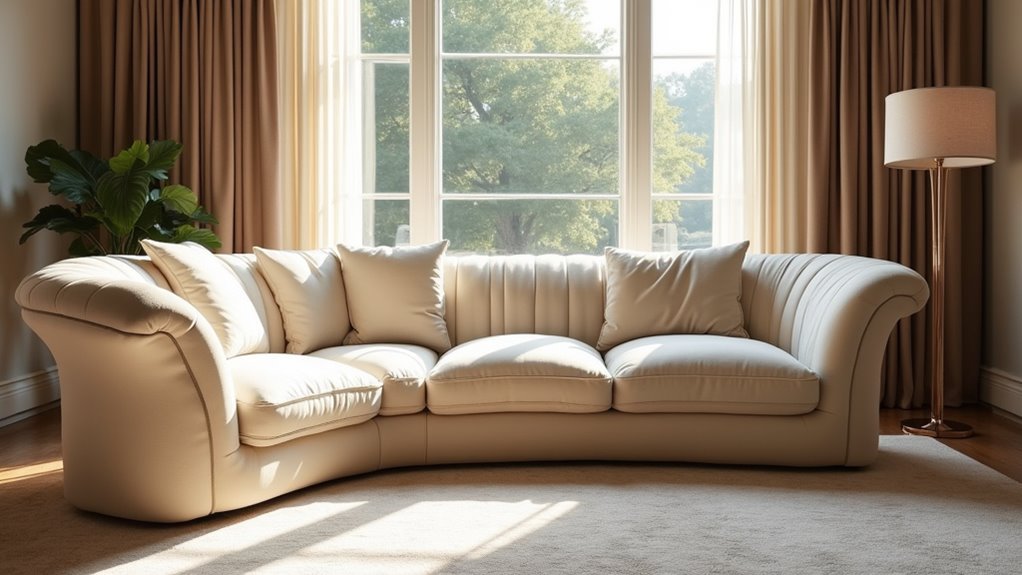 elegant curved velvet sofa