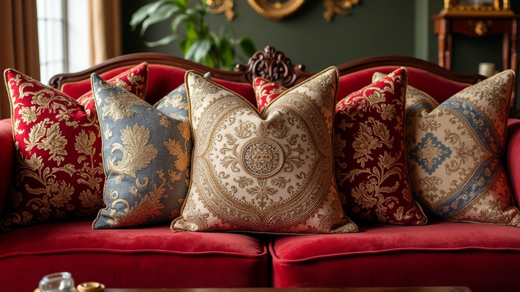 elegant embroidered luxury cushions