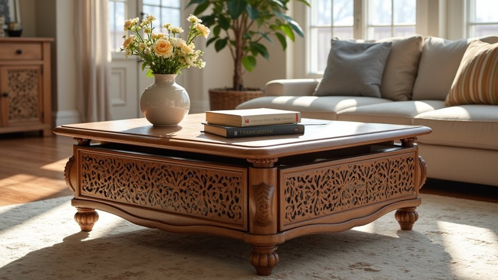 elegant functional floral coffee table