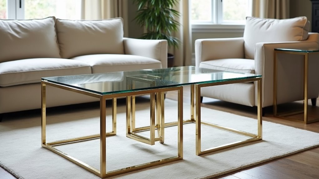 elegant geometric glass tables