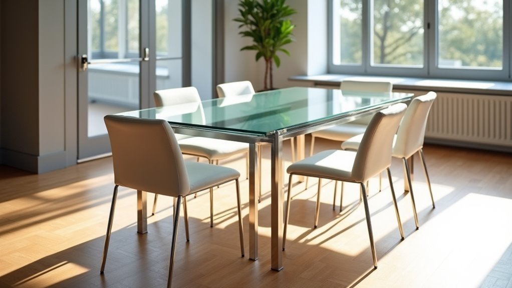elegant glass dining table