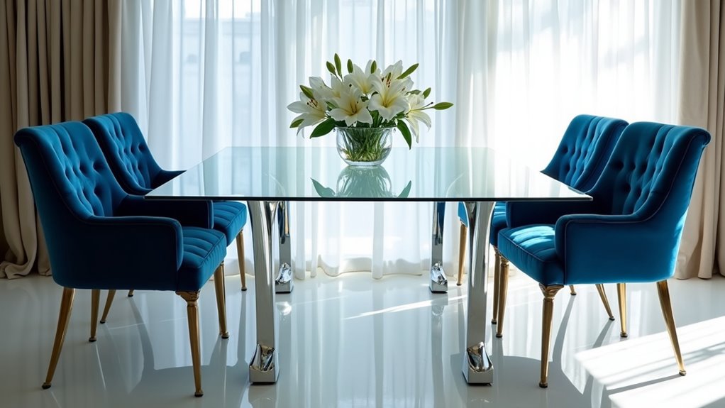 elegant glass dining table