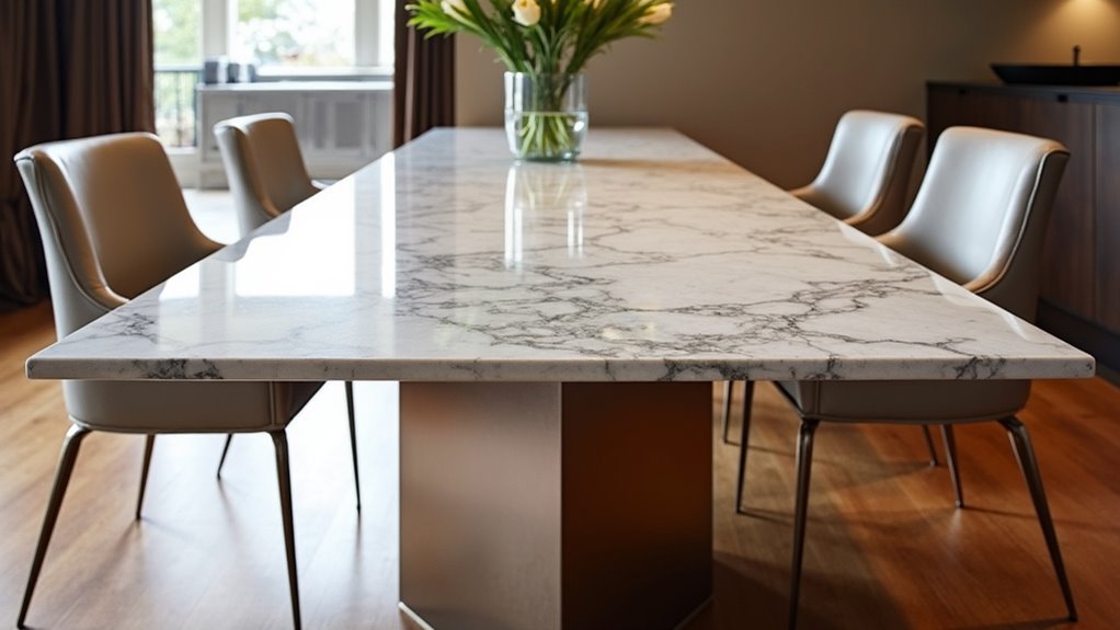 elegant marble metal dining table