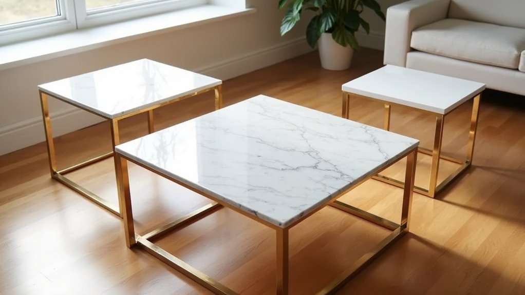 elegant marble metal tables
