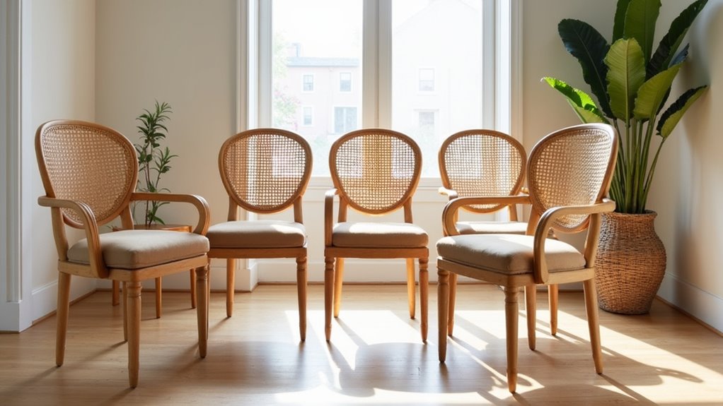 elegant mid century cane chair