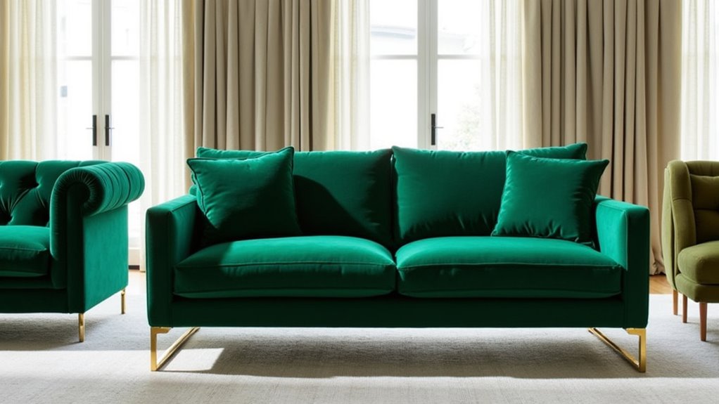 elegant minimalist velvet sofa