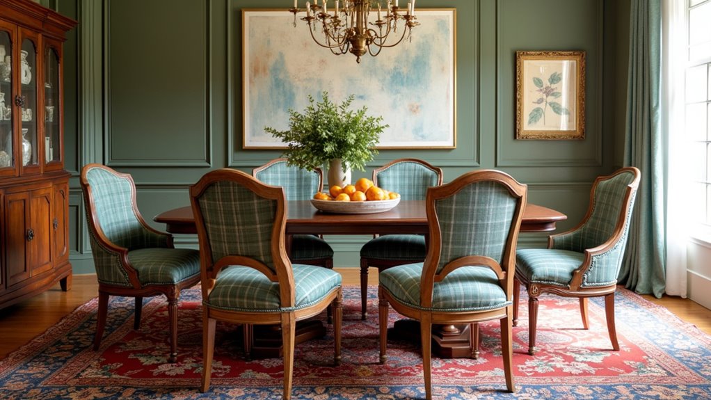 elegant plaid louis chairs