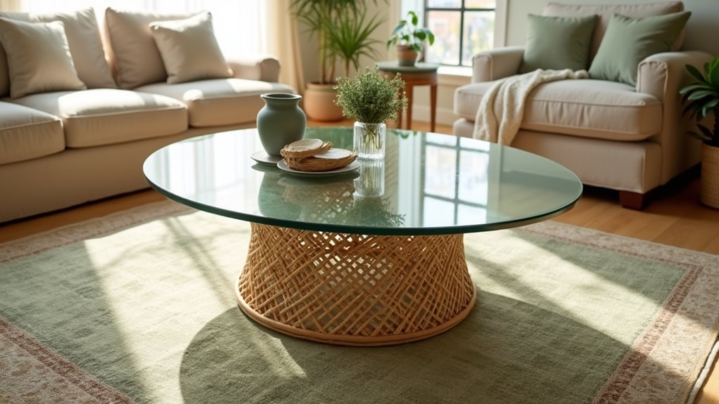 elegant rattan glass table
