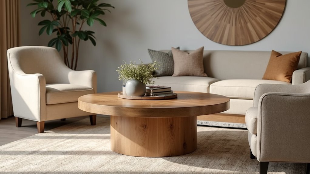 elegant round wood coffee table
