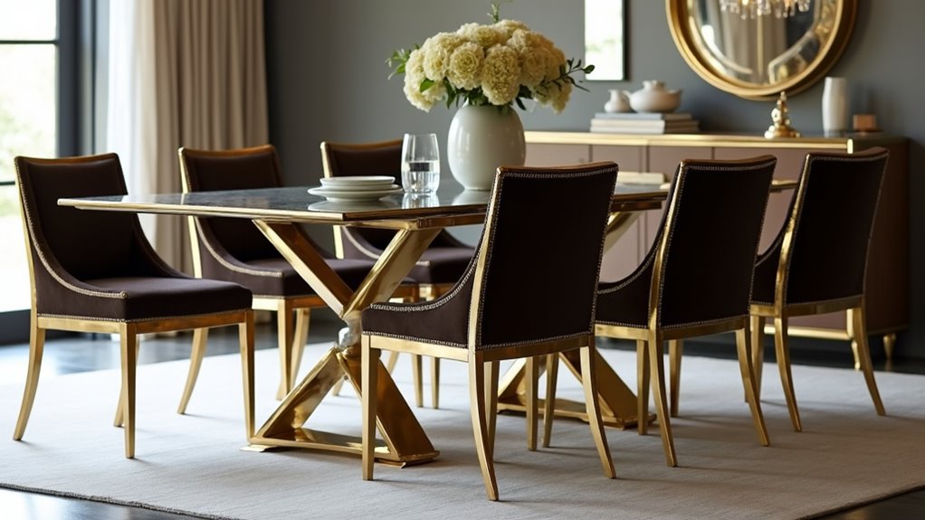 elegant upholstered brass chairs