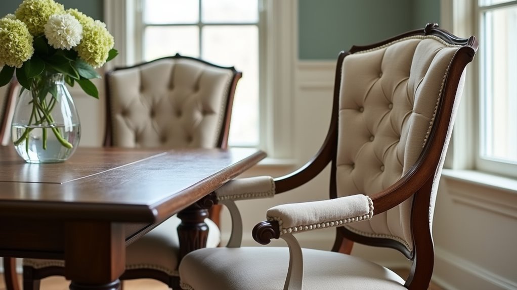 elegant vintage tufted chairs