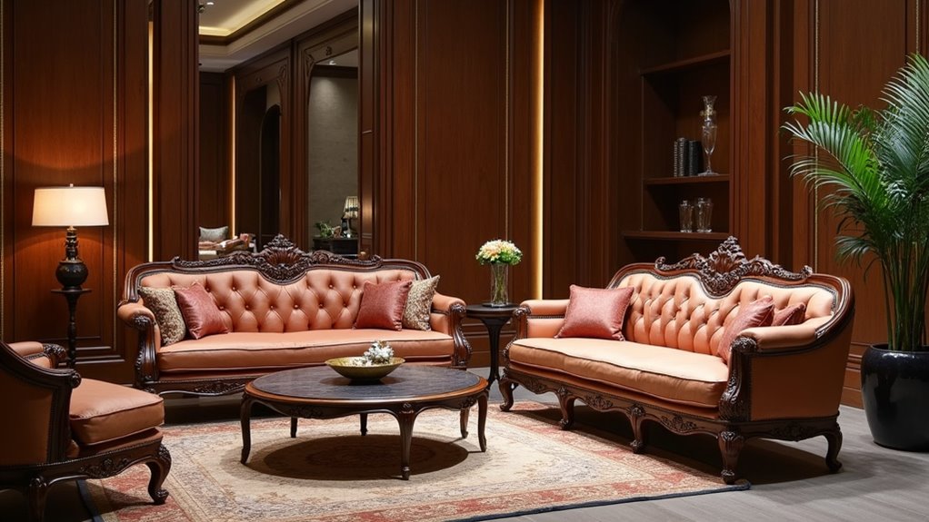 elegant wooden frame sofas