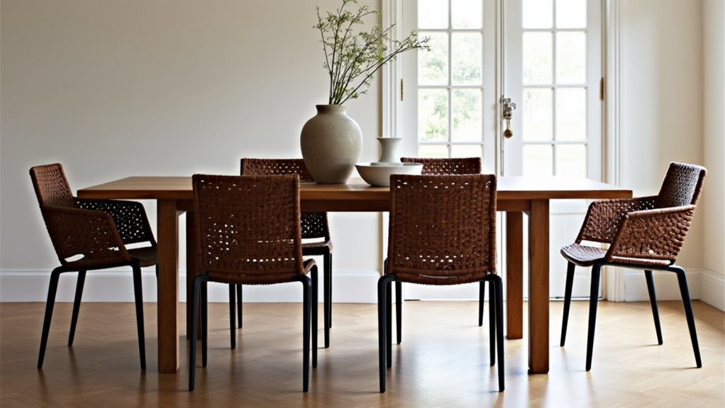 elegant woven leather chair