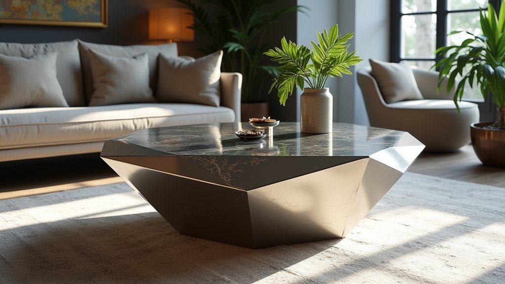 geometric silver coffee table