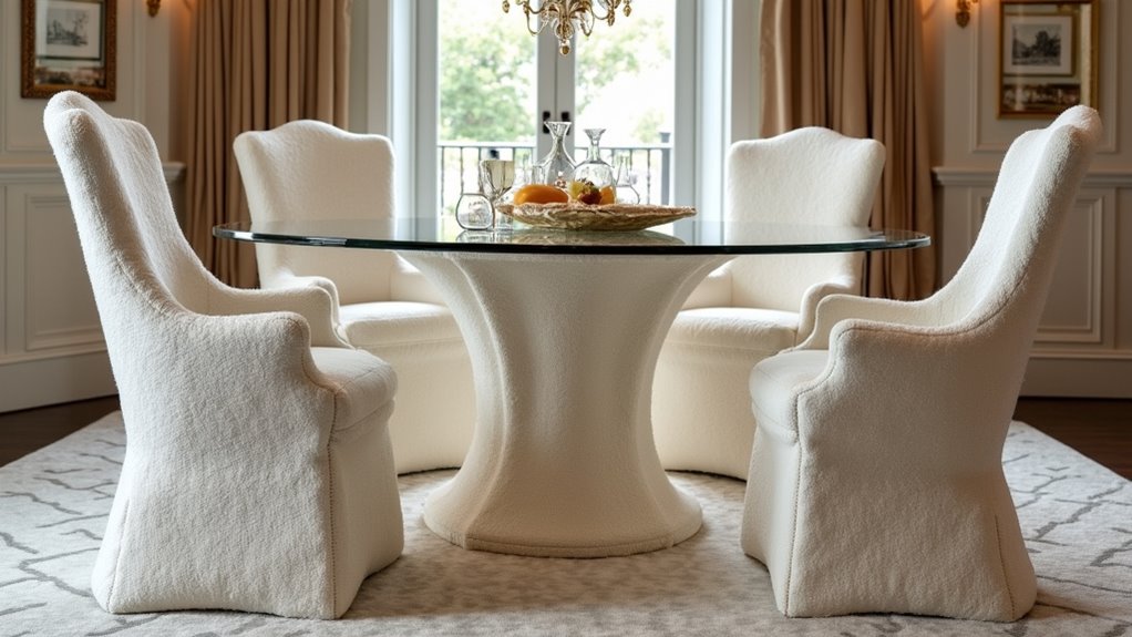glamorous boucle dining chairs