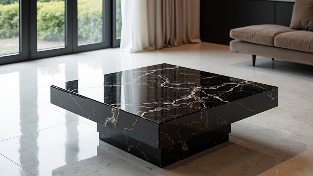 luxurious black marble tables