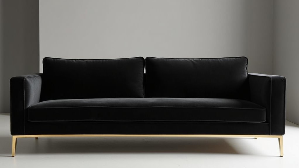 luxurious black velvet sofa
