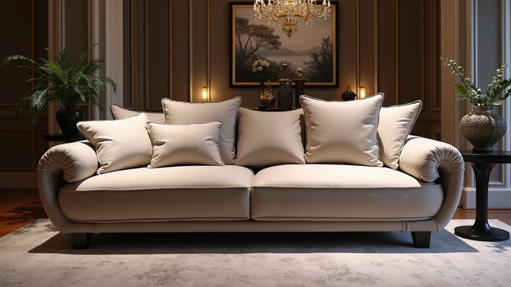 luxurious handcrafted taupe sofa