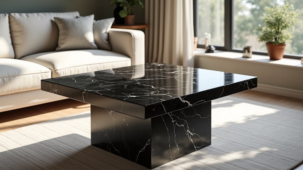 luxury black marble coffee table